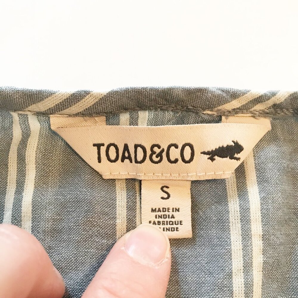 TOAD & CO. Airbrush Maxi Dress Blue White Tiered Organic Cotton Womens Small - Picture 4 of 8